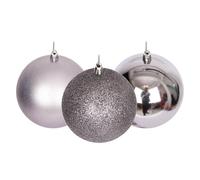 10cm/3Pcs Christmas Baubles Shatterproof Mid Grey, Christmas Tree Decorations Ball Ornaments Balls Xmas Hanging Decorations Holiday Decor - Shiny,Matte,Glitter