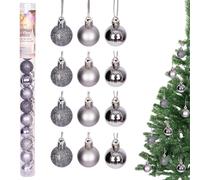 30mm/24Pcs Christmas Baubles Shatterproof Mid Grey, Christmas Tree Decorations Ball Ornaments Balls Xmas Hanging Decorations Holiday Decor - Shiny,Matte,Glitter