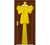 SHATCHI Christmas Gold 9m Giant Bow Cover-Front Door Xmas Wedding, Baby Shower Outside Home Decor, Organza, Pack of 1