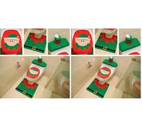 SHATCHI Christmas Elf Toilet Seat Cover and Mat Bathroom Set Festive Xmas Novelty Home Decor Party Accessories 3pcs, Green (Pack of 2)