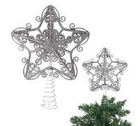 14.5cm Silver Star Christmas Tree Topper Shatterproof for Christmas Tree Decorations Xmas Treetop Tree Crown Holiday Ornament