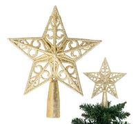 14.5cm Gold Glitter Star Christmas Tree Topper Shatterproof for Christmas Tree Decorations Xmas Treetop Tree Crown Holiday Ornament