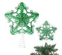 14.5cm Dark Green Glitter Star Christmas Tree Topper Shatterproof for Christmas Tree Decorations Xmas Treetop Tree Crown Holiday Ornament