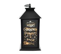 SHATCHI Christmas Lantern Plastic Black Indoor Xmas Nativity Theme Decorations Battery Operated