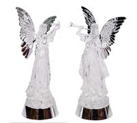 SHATCHI 33cm LED Light Up Angel Figure - Batter Operated Swirling Glitter Water Spinner Snowglobe-Acrylic Tabletop Ornament Christmas Home Decorations, Flying Wings