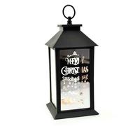 Shatchi Christmas LED Warm White Lantern Lamp Black PVC Frame with Designed & printed Christmas Theme Shatchi Black