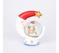 Christmas Mini Snowglobe Water Ball Snow Dome Features Santa,Reindeer,Snowman,Teddy Scene Resin Moon Shape Base- 5.5x7cm - Christmas Table Mantel Decorations