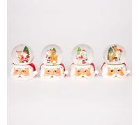 Christmas Mini Snowglobe Water Ball Snow Dome Features Santa,Reindeer,Snowman Scene Resin Santa Face Base - 5.5x7cm - Christmas Table Mantel Decorations