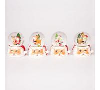 Shatchi Christmas Mini Snowglobe Water Ball Snow Dome Scene Resin Santa Face Base Table Decorations