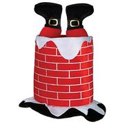 SHATCHI Christmas Novelty Hats Unisex Turkey/Shark/Horse Reindeer Style Plush Fancy Dress Party Kids Adults Costume Headwear Accessories, Santa Stuck in Chimney, One Size