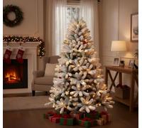 4FT Prelit Christmas Tree Green Artificial Snowy Yukon Pine Xmas Decor