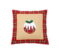 SHATCHI Pillow Case Christmas Pudding Printed Pattern Cushion Covers Burlap Hessian Cotton Linen Sofa Bed Throw Cushions Couch Xmas Home Decorations