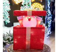 Shatchi Christmas Santa Pup-up Lighted LED Gift Box 32cm in Red Shatchi Red