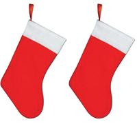 SHATCHI Christmas Santa Stocking Red Felt Hanging Sack Xmas Fireplace Hanging Santa Socks Plush Holiday Party Gifts Bag Decoration (Pack of 2)