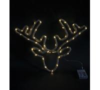 Shatchi Christmas Stag Reindeer Head Silhouette LED Hemp Rope Lights Xmas Decoration Battery Operated Holiday Garden Home Wall Roo in Brown Shatchi Brown