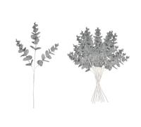 Shatchi Silver Glitter Artificial Eucalyptus Christmas Tree Picks 55Cm Pack Of 12