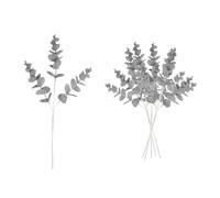 Shatchi Silver Glitter Artificial Eucalyptus Christmas Tree Picks 55Cm Pack Of 6