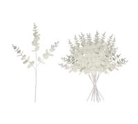 Shatchi White Glitter Artificial Eucalyptus Christmas Tree Picks 55Cm Pack Of 12