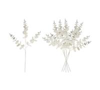 Shatchi White Glitter Artificial Eucalyptus Christmas Tree Picks 55Cm Pack Of 6