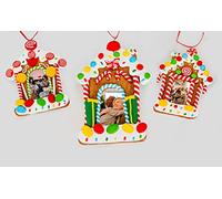 SHATCHI Christmas Tree Hanging Decorated with Candy Cane Personalise Photo Frame Xmas Tree Wall Home Décor Ornaments 3pcs Set, 11x7cm