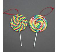 SHATCHI Christmas Tree Hanging Decorations Lollipop Pendants Candy Cane Tree Wall Home Décor Ornaments 2pcs Set, 12x8cm