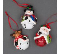 Shatchi Christmas Tree Hanging Decorations Santa Snowman Reindeer with Jingle Bells Xmas Tree 12pcs Set Shatchi Multicolor