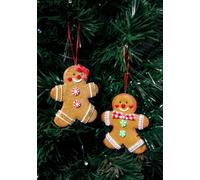 Shatchi Christmas Tree Hanging Decorations Traditional Gingerbread Cookie Couple Man & Lady
