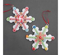 SHATCHI Christmas Tree Hanging Snowflakes Decorated with Candy Lollypop Xmas Tree Wall Home Décor Ornaments 2pcs Set,Multi-colour,12x12cm