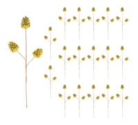 SHATCHI Christmas Tree Pine Cone Stems, Artificial Picks 58cm Gold 18Pcs