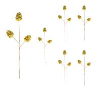 Shatchi 58Cm Glitter Pine Cone Christmas Picks - Gold, Pack Of 6