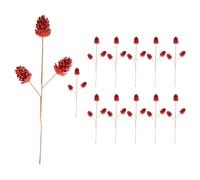 Shatchi 58Cm Glitter Pine Cone Christmas Picks - Red, Pack Of 12