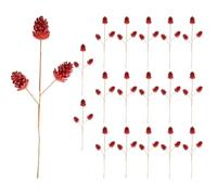SHATCHI Christmas Tree Pine Cone Stems, Artificial Picks 58cm Red 18Pcs