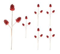Shatchi 58Cm Glitter Pine Cone Christmas Picks - Red, Pack Of 6