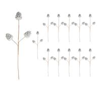 Shatchi 58Cm Glitter Pine Cone Christmas Picks - Silver, Pack Of 12