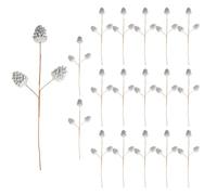 SHATCHI Christmas Tree Pine Cone Stems, Artificial Picks 58cm Silver 18Pcs