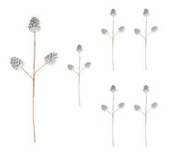 Shatchi 58Cm Glitter Pine Cone Christmas Picks - Silver, Pack Of 6