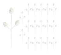 SHATCHI Christmas Tree Pine Cone Stems, Artificial Picks 58cm White 18Pcs