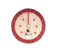 Shatchi Christmas Tree Skirt Snowflakes Printed Pattern Burlap Hessian Linen Xmas Tree Base Cover Floor Mat Holiday, 4pcs in Brown Shatchi Brown