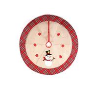 Shatchi Christmas Tree Skirt Snowflakes Printed Pattern Burlap Hessian Linen Xmas Tree Base Cover Floor Mat Holiday, 4pcs in Brown Shatchi Brown