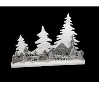 Shatchi Christmas Village Scene Winter Wonderland Glitter Foam Snow Covered Finish Table Decoration, Grey