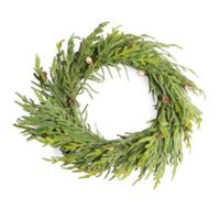 SHATCHI Araucaria Wreath Set 60cm Hanging Wreaths PE Artificial Green Wreath with Mini Pine Cones Real Touch Feeling Fire-Resistant Bendable Wire for Winter Christmas Front Door Decor