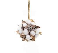 Shatchi Cotton Ball Christmas Hanging Pine Cones Decoration Home Décor, White/Brown, 10cm in White Shatchi White