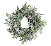 SHATCHI Cypress Pine Wreath 60cm PE Material Real-Touch Wreath with Pine Cones Fire-Resistant Bendable Wire Greenery Door Decor for Winter Seasonal Display Front Door Festive Accent