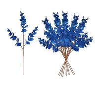 Shatchi Dark Blue Glitter Artificial Eucalyptus Christmas Tree Picks 55Cm Pack Of 12