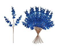 Shatchi Dark Blue Glitter Artificial Eucalyptus Christmas Tree Picks 55Cm Pack Of 18