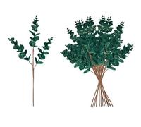 Shatchi Dark Green Glitter Artificial Eucalyptus Christmas Tree Picks 55Cm Pack Of 18