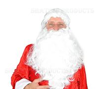 SHATCHI Deluxe Adult's Santa Father Christmas Beard and Wig Long White Santa Claus Fancy Dress Costume Accessories Halloween Wizard Wig