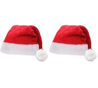 SHATCHI Deluxe Christmas Santa Hat - Hlux, Red/White (Pack of 2)