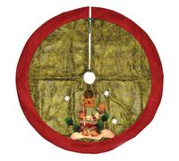 Shatchi Deluxe Christmas Tree Skirt Base Cover with 3D Handmade Xmas Width 122cm Perfect for 5ft-8ft Decorations in Yellow Shatchi Yellow