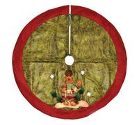Shatchi Deluxe Christmas Tree Skirt Base Cover With 3D Handmade Xmas Width 122Cm Perfect For Home Decorations